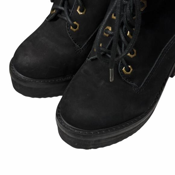 Jeffrey Campbell In Charge Combat Boot 7.5 Black Leather Lace Platform Lug Soles - Picture 8 of 15